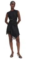 A.l.c Dion Draped Lace-trim Satin Mini Dress In Black