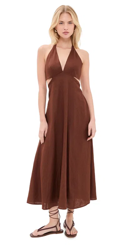 A.l.c A. L.c. Evelena Linen Maxi Dress Brunette In Brown
