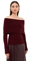 A.l.c . Evelyn Off The Shoulder Merino Wool Blend Sweater In Burgundy