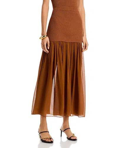 A.l.c A. L.c. Hayden Mixed Media Skirt In Light Chesnut