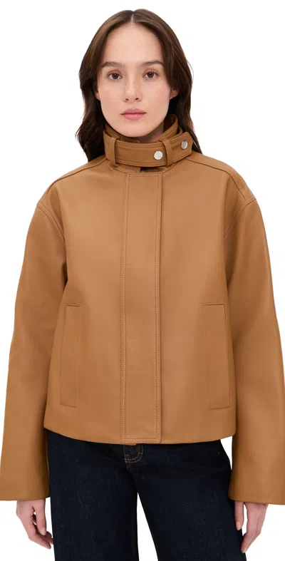 A.l.c A. L.c. Hudson Lamb Leather Jacket Oiled Oak In Brown