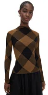 A.l.c Hugh Check Mock-neck Top In Brown