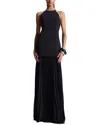 A.l.c Lana Crepe And Pleated Chiffon Maxi Dress In Black