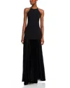 A.l.c Lana Crepe And Pleated Chiffon Maxi Dress In Black