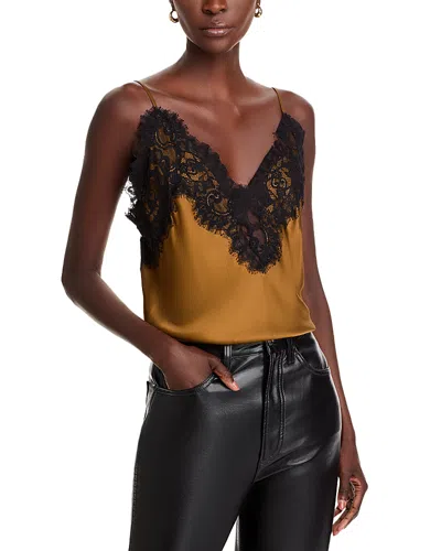 A.l.c A. L.c. Lennon Lace Trim Cami In Mocha/black