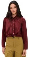 A.l.c Leo Gathered Button-front Top