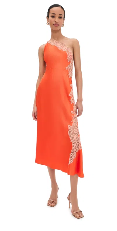 A.l.c Lou Lace-embroidered One-shoulder Slip Dress In Orange