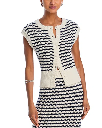 A.l.c A. L.c. Margo Sleeveless Cardigan In Parchment/navy Stripe