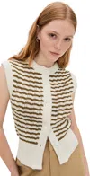 A.l.c Margo Sleeveless Striped Knit Top In Parchment/aged Bronze Stripe
