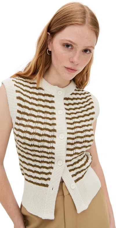A.L.C A. L.C. MARGO TOP PARCHMENT/AGED BRONZE STRIPE