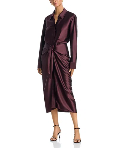 A.l.c Mila Stretch Silk Midi Shirtdress In Burgundy