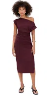 A.l.c Nara Gathered Short-sleeve Midi Dress In Burgundy