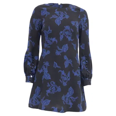Pre-owned A.l.c A. L.c Paisley-print Mini Dress In Black Silk