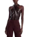A.l.c Quinn Crisscross Faux-leather Top In Chocolate