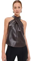 A.l.c Quinn Crisscross Faux-leather Top In Chocolate Plum