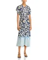 A.l.c Remy Printed Short-sleeve Midi Dress In Navylight