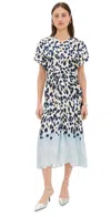 A.l.c Remy Printed Short-sleeve Midi Dress In Navy/light Blue