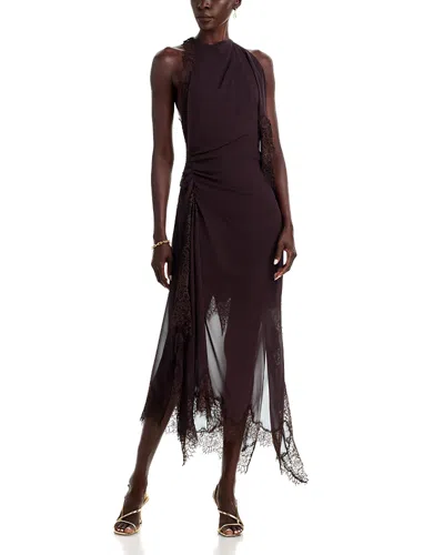 A.l.c A. L.c. Renata Silk Lace Trim Midi Dress In Black