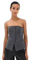 A.l.c Renee Strapless Pinstripe Top In Grey Melange