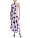 A.l.c Skylar Cowl-neck Blurred Floral Draped Gown In Purple