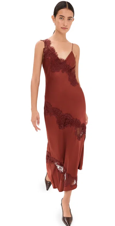 A.l.c . Stella Lace Asymmetric Satin Slipdress In Bosco