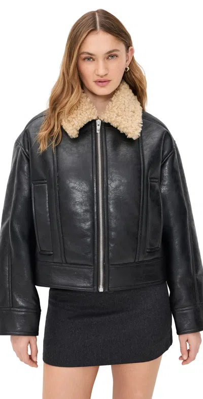 A.l.c . Stevie Faux Shearling Collar Jacket In Brown