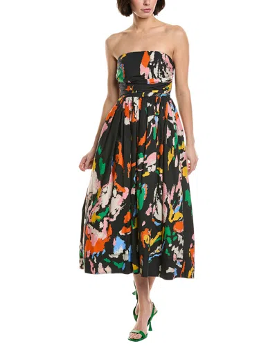 A.l.c Tate Strapless Printed Midi Dress In Black Multi