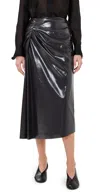 A.l.c . Tessa Ruched Faux Leather Maxi Skirt In Smoke