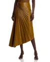 A.l.c A. L.c. Tracy Asymmetric Pleated Vegan Leather Skirt In Brown