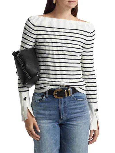 A.l.c A. L.c. Women's Anya Striped Rib-knit Boatneck Sweater In White