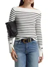 A.l.c A. L.c. Anya Striped Boat Neck Top In Off White Dark Sapphire