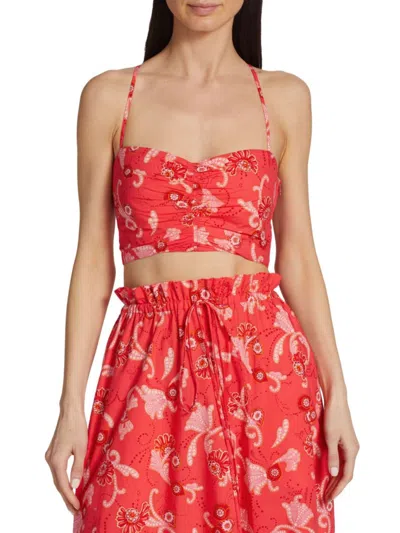 A.L.C A. L.C. WOMEN'S ARIT FLORAL SWEETHEART CROP TOP