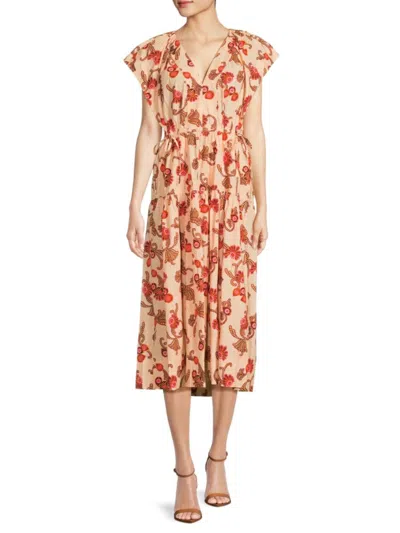 A.l.c A. L.c. Women's August Print Midi Dress In Peach Dust