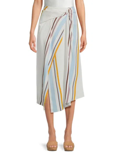 A.l.c A. L.c. Women's Clara Striped Asymmetric Midi-skirt In White Multi