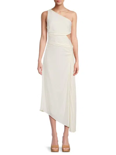 A.l.c A. L.c. Women's Dahlia One-shoulder Asymmetric Midi-dress In Whisper White