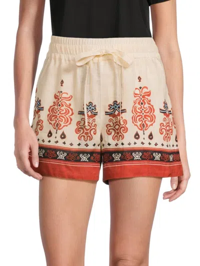 A.L.C A. L.C. WOMEN'S EMMETT PRINTED LINEN SHORTS