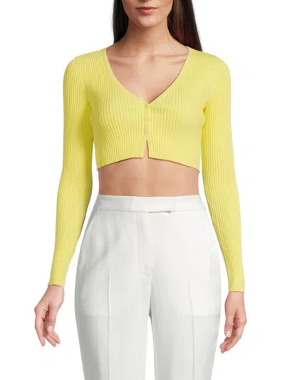 A.l.c A. L.c. Women's Hallie Ribbed Cropped Cardigan In Citrine Yellow