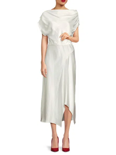 A.l.c A. L.c. Women's Jasmine Asymmetric Hem Satin Midi-dress In Metallic
