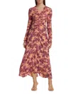A.l.c Mona Printed Ruched Midi Dress In Pink Multi