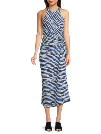 A.l.c A. L.c. Women's Ruby Striped Silk-linen Midi-dress In Blue