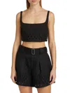 A.l.c A. L.c. Women's Sky Eyelet Linen Crop Top In Black