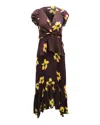 A.l.c A. L.c. Zadie Floral Peplum Handkerchief Dress In Burgundy Silk In Red