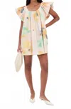 A.l.c Abi Pleated Puff-sleeve Mini Dress In Multi