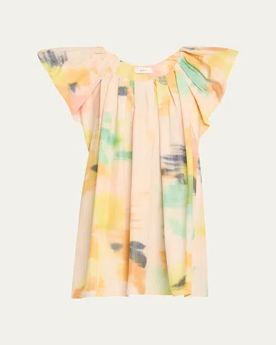 A.l.c Abi Pleated Puff-sleeve Mini Dress In Floral Multi