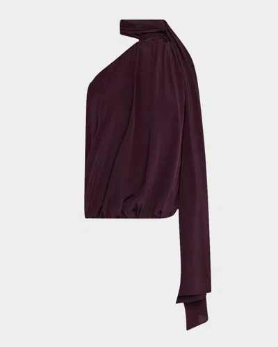 A.l.c Ada Draped Tie-neck Silk Top In Purple