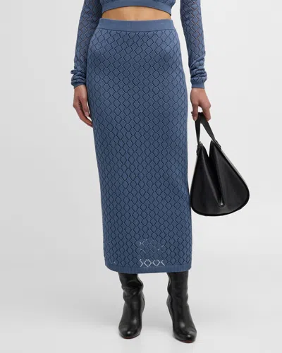 A.l.c Addison Pointelle Knit Skirt In Steel Blue