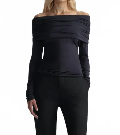 A.l.c Adeline Off-the-shoulder Tee In Night Blue In Black