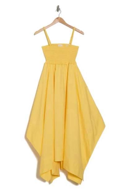 A.l.c Adriana Smocked Cotton Midi Dress In Yellow