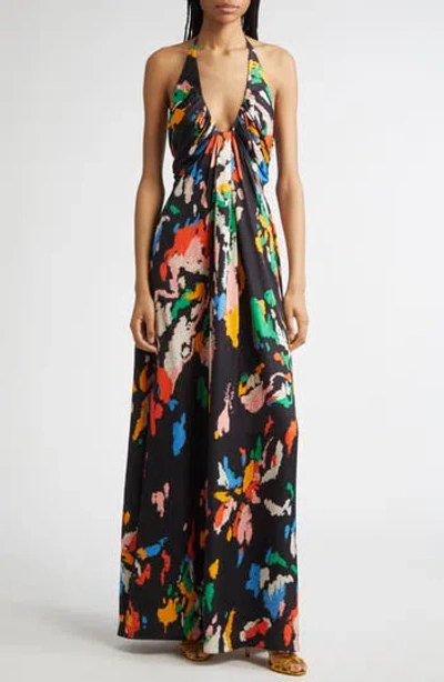 A.l.c . Al Print Halter Gown In Black