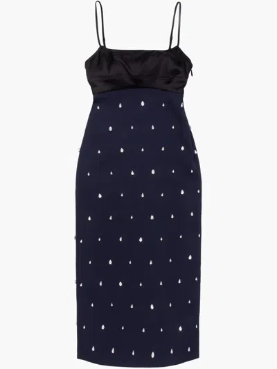 A.l.c . Alana Rhinestone Slipdress In Evening Blue/black/crystal